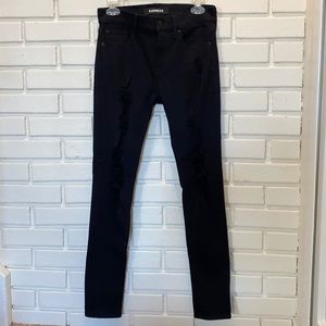 Express Black Distressed Jegging Mid Rise Size 2